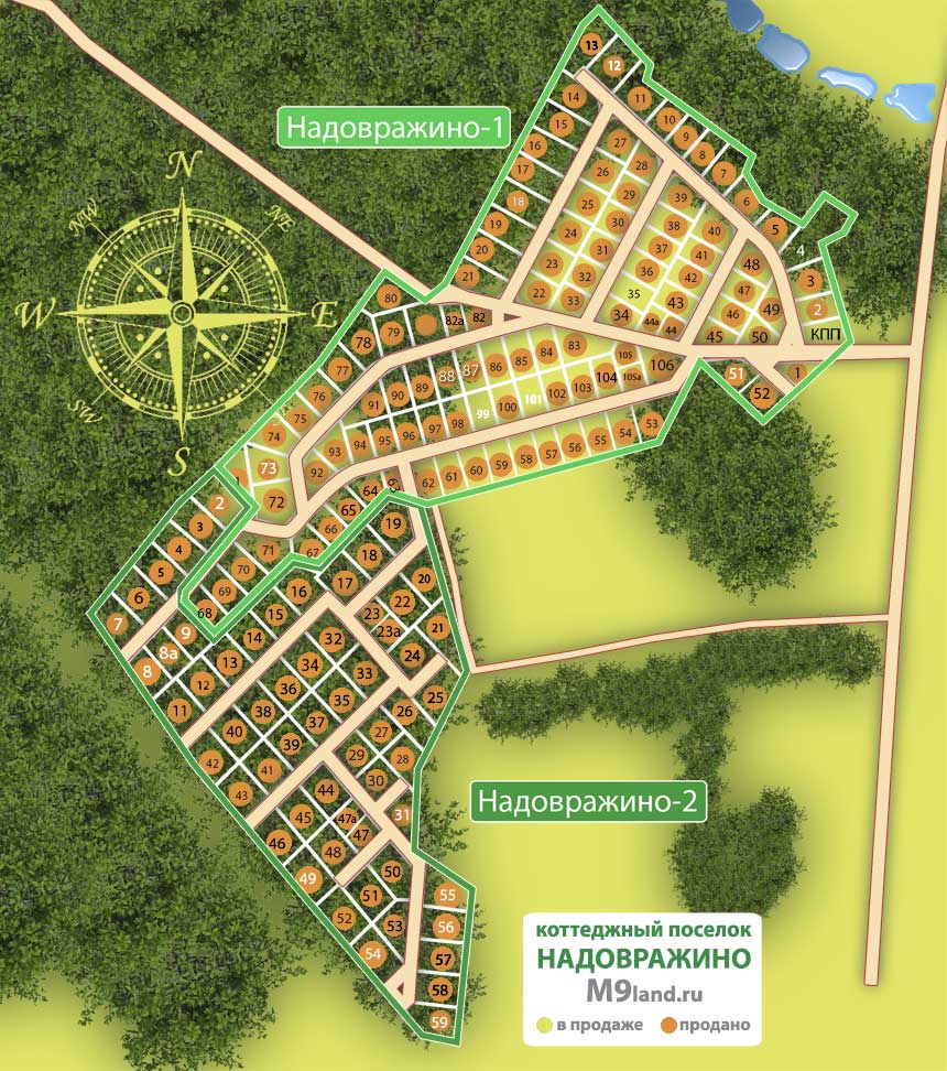 План поселка Надовражино, схема поселка Надовражино